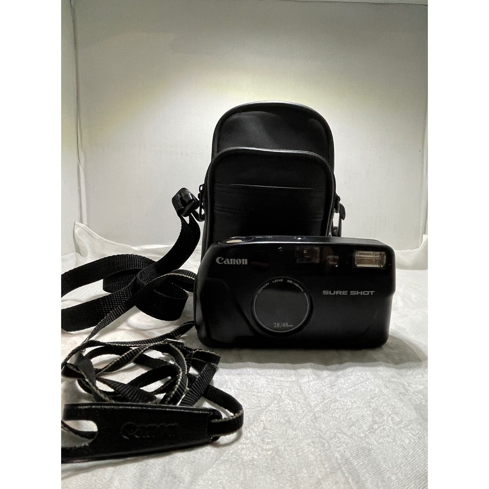 Canon Sure Shot 28/48mm Lens Point & Shoot 35mm Film Camera with Case As Is